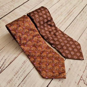 Ermenegildo Zegna Disegno Esclusivo Brown & Purple Silk Ties